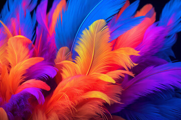 Feather background with neon effect.