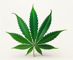 Cannabis leaf on white background - AI generated