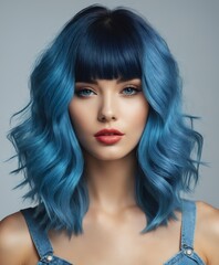  beautiful blue hair color model,