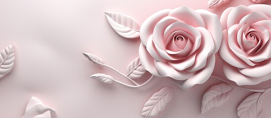Custom designed 3D wallpaper with a plaster rose background for digital printing