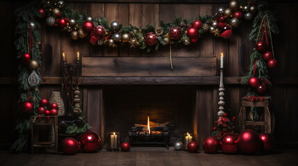 Fototapeta na wymiar christmas tree in the fireplace