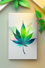 Marijuana cannabis leaf watercolor - AI generated