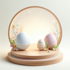 Podium for products display abstract background Easter pedestal for social media 