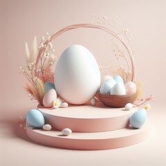 Podium for products display abstract background Easter pedestal for social media 