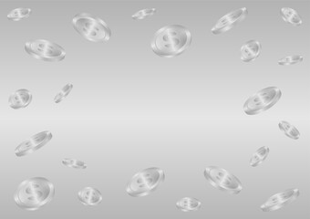 Silver Coins Falling or Flying. Silver Coins on Silver Background. Rich and Wealth Concept. Vector Illustration. 