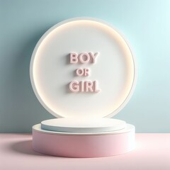 Podium for products display abstract background boy or girl gender party pedestal for social media 