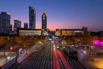 Fototapeta na wymiar Sunset over Shenzhen CBD, Guangdong, China
