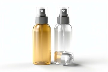 Realistic oil spray bottle mockup on white background. Generative AI