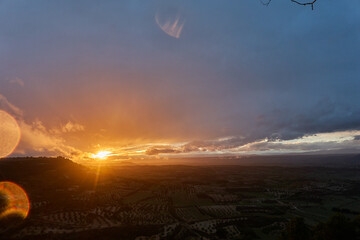 Panoramic views of the sunset over La Alcarria from Trijueque. Guadalajara. Castilla la Mancha....