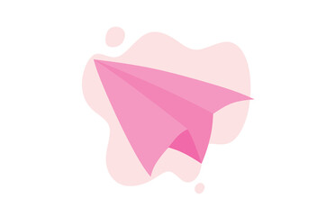 Cute paper plane isolated on white background flat color cartoon style.