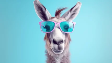 Schilderijen op glas Cool donkey with glasses © Krtola 