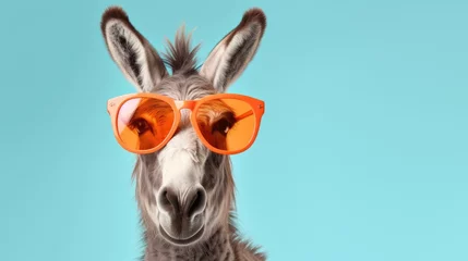 Foto op Canvas Cool donkey with glasses © Krtola 