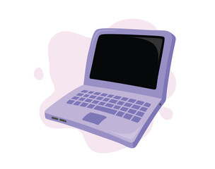 Cute Laptop Notebook isolated on white background flat color cartoon style.