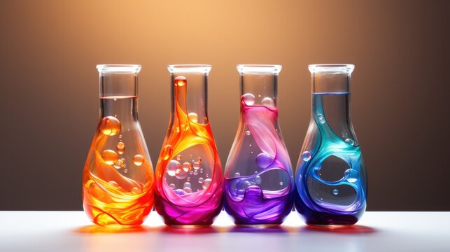 rainbow liquid in beaker