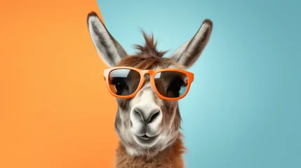 Gordijnen Cool donkey with glasses © Krtola 