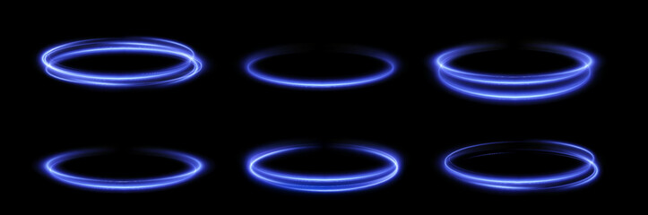 Luminous blue lines png of speed. Light glowing effect png. Abstract motion lines. Light trail wave, fire path trace line, car lights, optic fiber and incandescence curve twirl	
