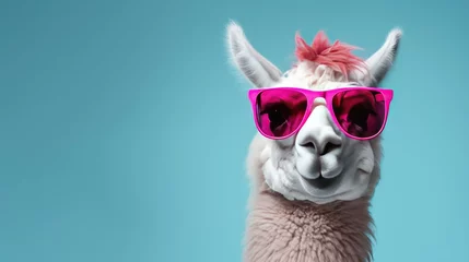 Zelfklevend Fotobehang Lama Cool llama with glasses