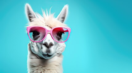Fototapeta na wymiar Cool llama with glasses