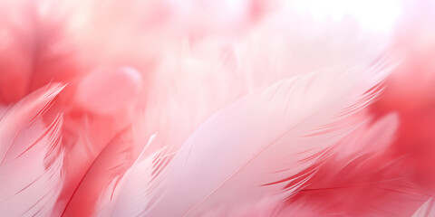 Pink and red feather abstract background, generative ai - obrazy, fototapety, plakaty