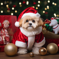 Dogs celebrating Christmas, from various breeds and locations
