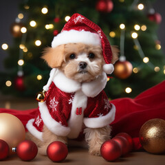 Dogs celebrating Christmas, from various breeds and locations
