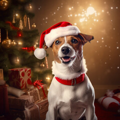 Dogs celebrating Christmas, from various breeds and locations

