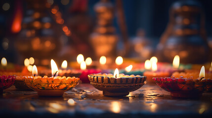 Diwali (India) - The Festival of Lights, celebrated by Hindus, Jains, and Sikhs. - obrazy, fototapety, plakaty
