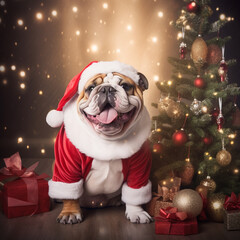 Dogs celebrating Christmas, from various breeds and locations
