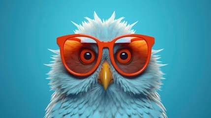 Raamstickers Cool owl with glasses © Krtola 