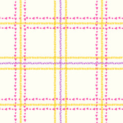 Pastel tablecloth gingham Vector Seamless Pattern. had drawn doodle checker background. Cottagecore Garden design. Homestead Farmhouse Summer Graphic Background.