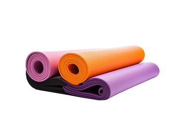 Yoga Mats in the Gym on a Transparent Background. Generative AI