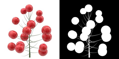 3D rendering illustration of a holly twig with berries