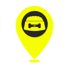 yellow dog food bowl and bone location icon