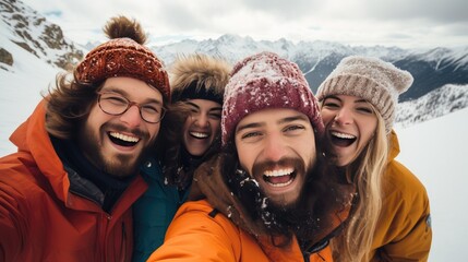 Group of friends is having fun during the winter