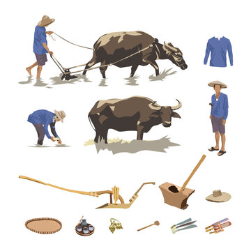 Harvesting Heritage: Vector Depictions of Filipino Farming Life and Tools