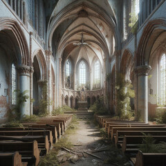 Interior of an abandoned and ruined church