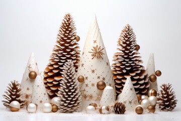 Obraz na płótnie Canvas Cones and Christmas tree on white. Composition