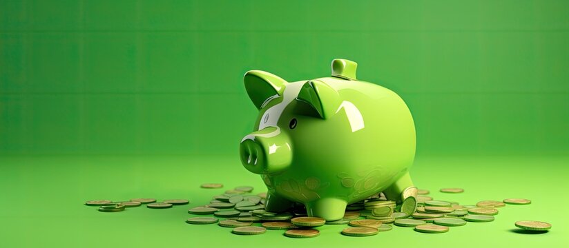 Faded green piggy bank on green backdrop symbolizing financial crisis and economic collapse in 3D illustration