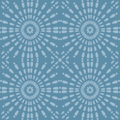 Vector seamless light blue circle pattern on blue background, abstract tie dye fabric drawing  for fashion textiles printing, embroidery patterns, wallpaper and wrapping