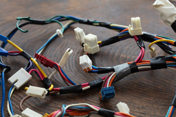 Wire harness, custom made wire bundles for electronic equipment. - obrazy, fototapety, plakaty