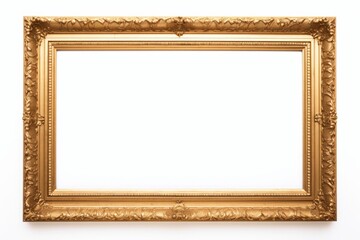 Fototapeta premium Plain gold frame on white background. Vintage retro style