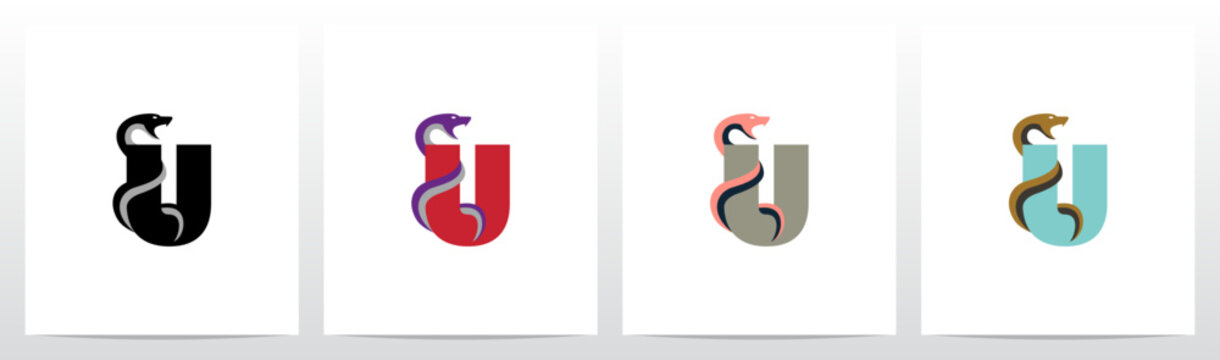 Snake Encircling Letter Logo Design U