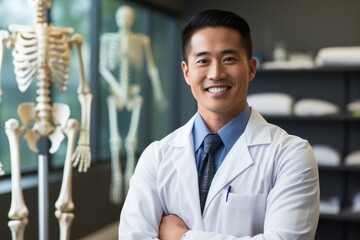 Asian Male Chiropractor Job Lifestyle Background Generative AI