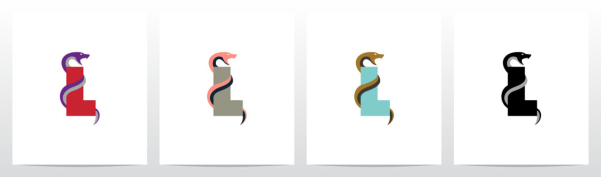 Snake Encircling Letter Logo Design L