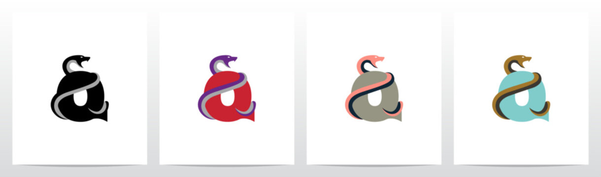 Snake Encircling Letter Logo Design Q