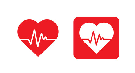Red heartbeat line icon on white background. Pulse Rate Monitor. Vector illustration.