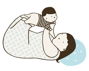 illustration art , Simple composition pictures, prints, family, parents and children, love, warmth, vintage, comforting.
