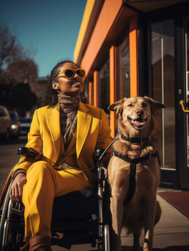 Inseparable Companions: Woman in Wheelchair Enjoying Time with Her Dog