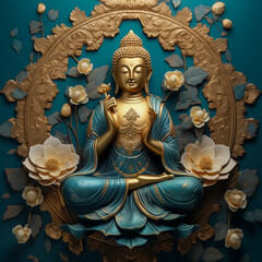 Fototapeta premium buddha in colorful vintage style illustration. Abstract painting, oil painting