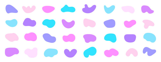 Amoeba, irregular blob shape vector illustration set